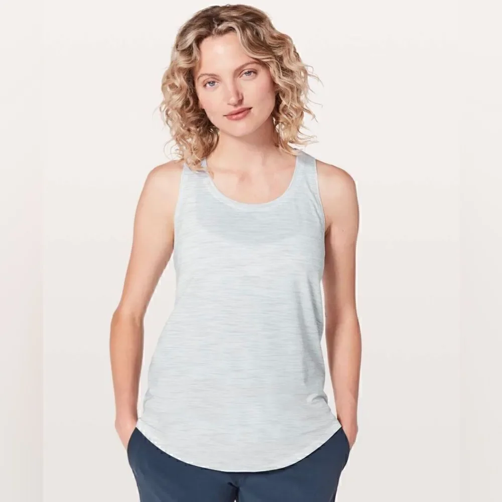 Lululemon Love Tank *Pleated 3 Colour Space Dye Ice Grey Alpine White